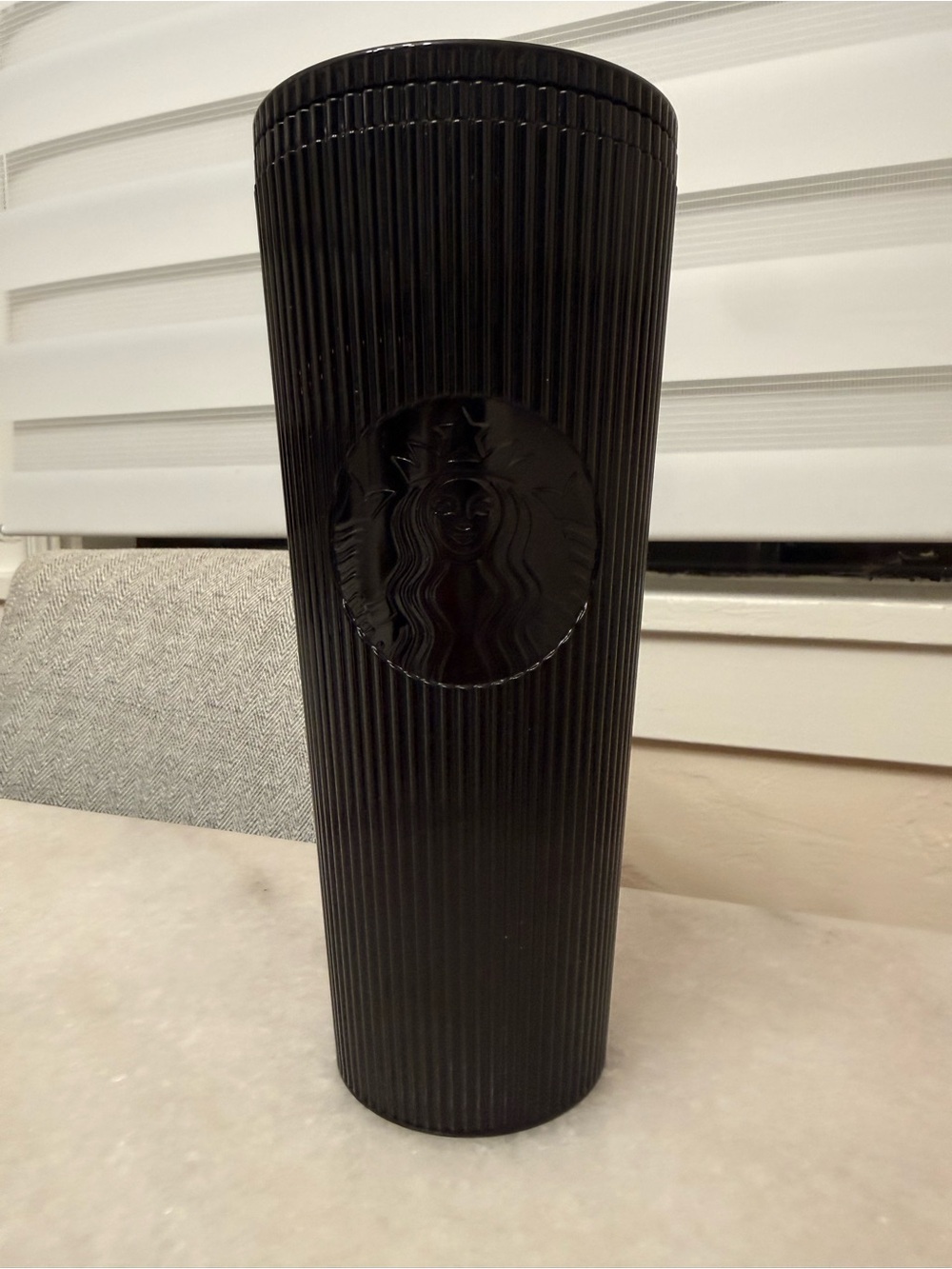 Starbucks glossy striped  Ribbed black Tumbler